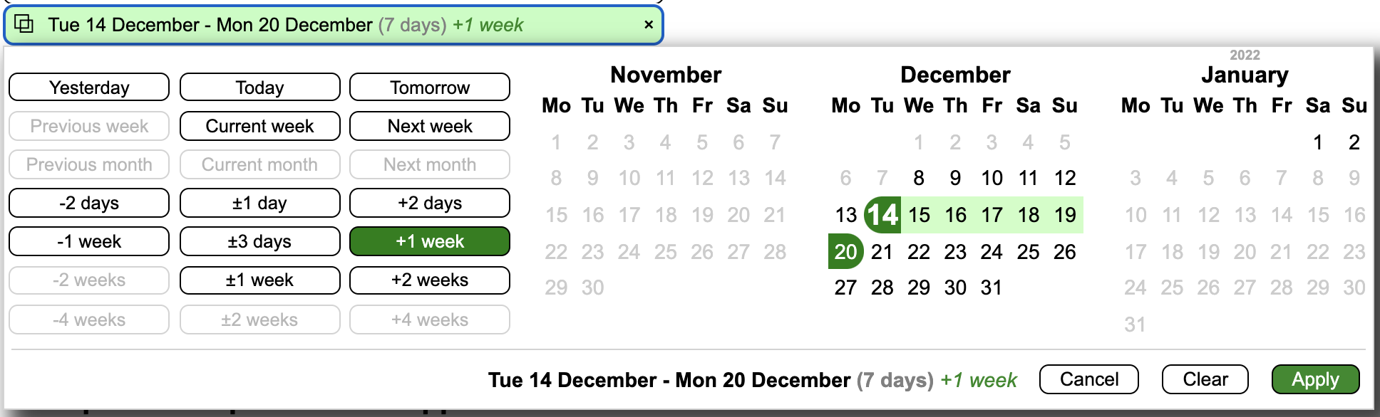 NNM Local date range picker, with min/max configured