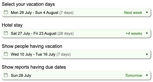 NNM Local date range picker components used in a form